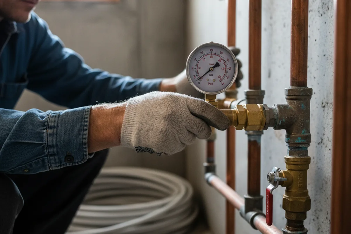 Pressure testing a repaired line during Water Line Repair in Brookport